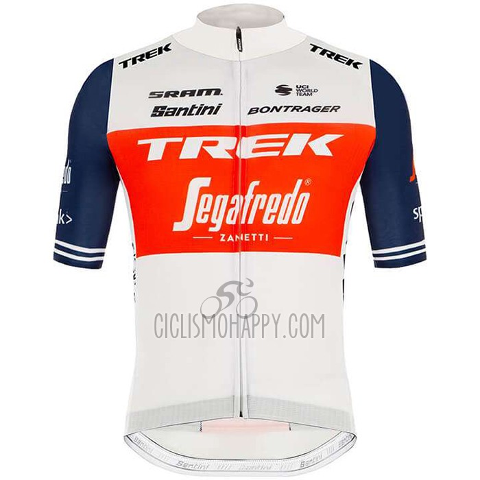 Trek Segafredo Cycling Jersey Bib Short 2020 Short Sleeve White Deep Blue
